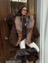 Zimowa kurtka damska oversize z futrzanym kołnierzem | Ciepła kurtka zimowa damska 