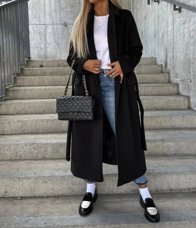 Płaszcz Damski Dwurzędowy na Chłodniejsze Dni | Elegancki Płaszcz Przejściowy