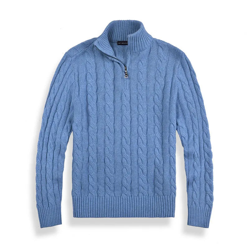 Sweter Męski z Półzamkiem | Styl Smart Casual | Wysoki Kołnierz | Jesienna Warstwa