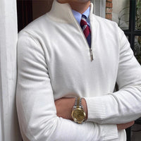 Sweter Męski z Półzamkiem | Styl Smart Casual | Lekka Warstwa | Wysoki Kołnierz