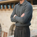 Sweter Męski z Kołnierzykiem | Wzór Dzianiny | Slim Fit | Styl Smart Casual