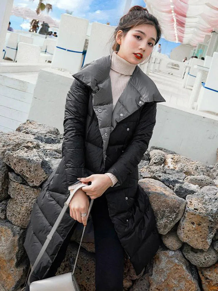 Płaszcz Zimowy Damski w Długim Kroju | Elegancka Kurtka Damska na Zimę