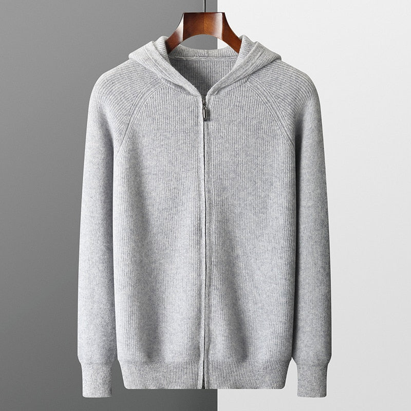 Sweter Męski z Kapturem | Zamek na Całej Długości | Styl Smart Casual | Lekka Warstwa na Przejściowe Pory Roku