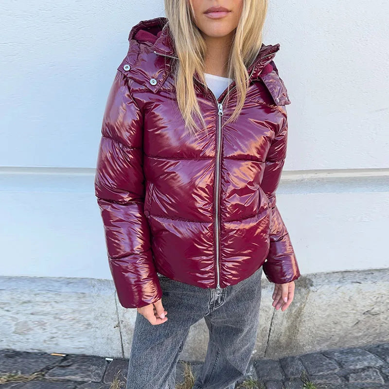 Zimowa kurtka damska z kapturem o pikowanym kroju | Ciepła kurtka zimowa damska 