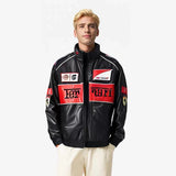 Męska kurtka racing w stylu streetwear z naszywkami | Sportowa kurtka na jesień