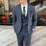 Garnitur Męski Slim Fit 3-Częściowy w Kratę | Elegancki Styl Smokingowy