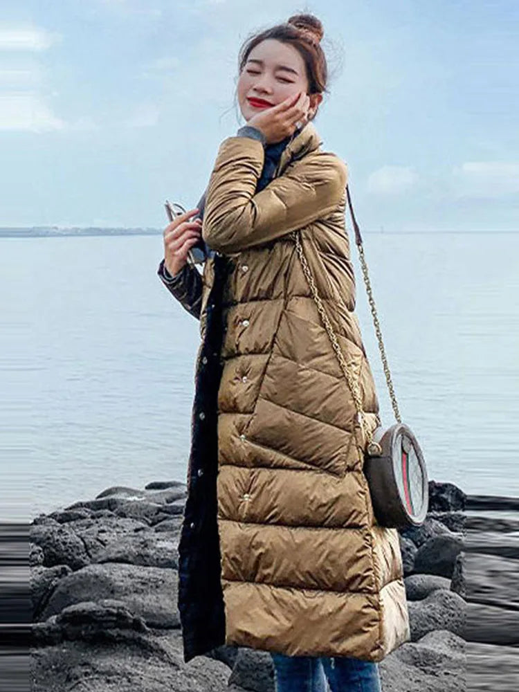 Płaszcz Zimowy Damski w Długim Kroju | Elegancka Kurtka Damska na Zimę