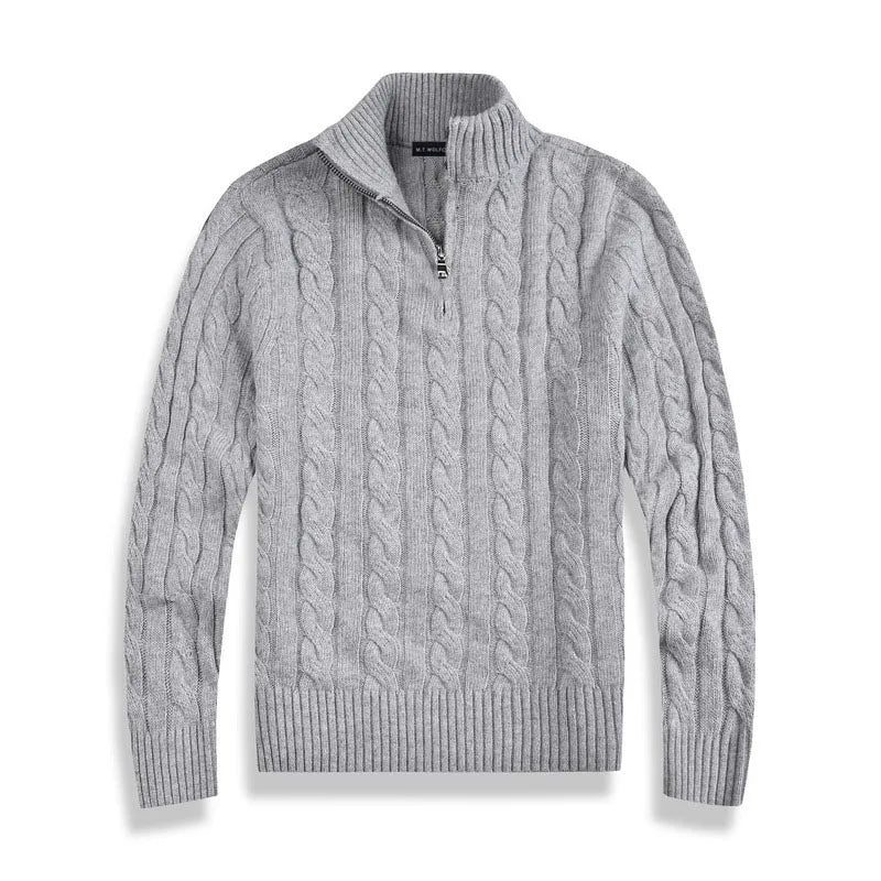 Sweter Męski z Półzamkiem | Styl Smart Casual | Wysoki Kołnierz | Jesienna Warstwa