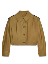 Krótka kurtka damska typu trench o aplikacji kroju | Stylowa kurtka przejściowa damska 