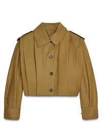 Krótka kurtka damska typu trench o aplikacji kroju | Stylowa kurtka przejściowa damska 