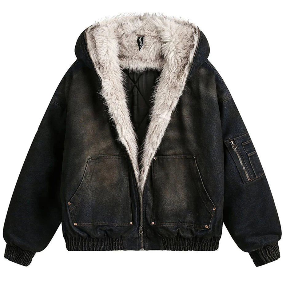 Męska kurtka zimowa typu parka w stylu vintage | Oversize'owa odzież uliczna na zimę