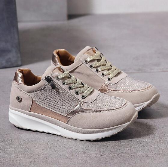 Sneakersy Damskie na Platformie | Zamek Boczny | Stylowe Detale | Antypoślizgowa Podeszwa | Na Co Dzień