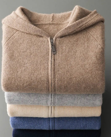 Sweter Męski z Kapturem | Zamek na Całej Długości | Styl Smart Casual | Lekka Warstwa na Przejściowe Pory Roku