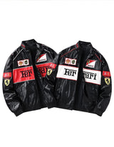 Męska kurtka racing w stylu streetwear z naszywkami | Sportowa kurtka na jesień