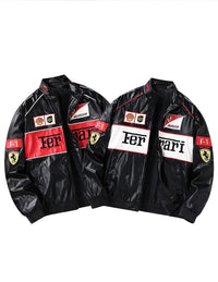 Męska kurtka racing w stylu streetwear z naszywkami | Sportowa kurtka na jesień