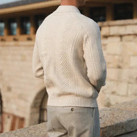 Sweter Męski z Kołnierzykiem | Wzór Dzianiny | Slim Fit | Styl Smart Casual