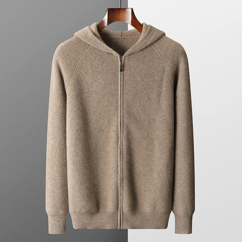 Sweter Męski z Kapturem | Zamek na Całej Długości | Styl Smart Casual | Lekka Warstwa na Przejściowe Pory Roku