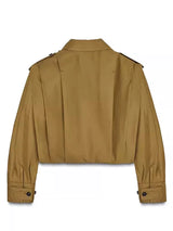 Krótka kurtka damska typu trench o aplikacji kroju | Stylowa kurtka przejściowa damska 