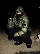 Męska długa kurtka zimowa z kapturem | Wiatrochronna parka na zimę