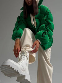 Zimowa kurtka damska o nakładanej kroju pikowana | Ciepła kurtka zimowa damska