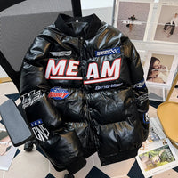 Męska kurtka zimowa w stylu streetwear z nadrukiem | Ciepła kurtka na zimę 