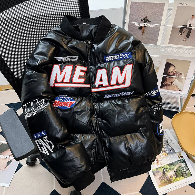 Męska kurtka zimowa w stylu streetwear z nadrukiem | Ciepła kurtka na zimę 