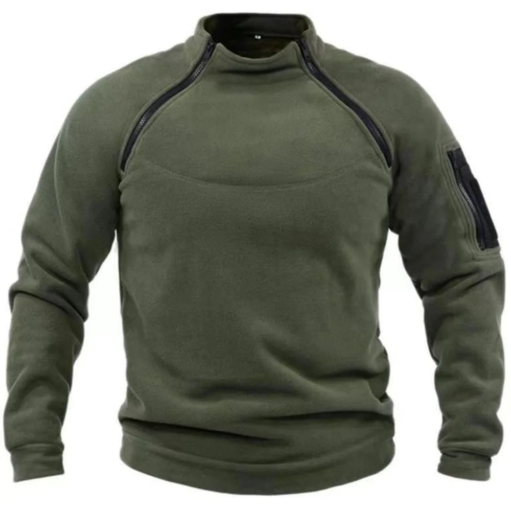 Sweter Męski Polarowy z Półzamkiem i Stójką | Ciepły Zimowy Golf Outdoor