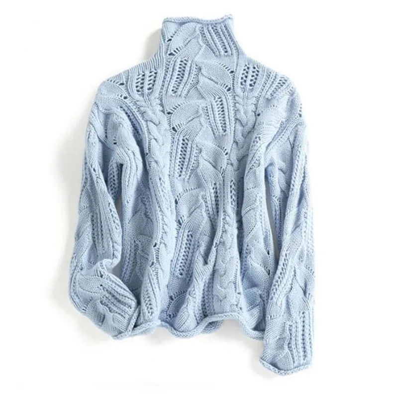 Damski Golf z Warkoczowym Splotem | Ciepły Sweter Zimowy