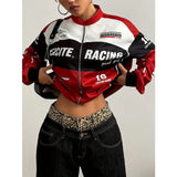 Damska kurtka bomberka w stylu varsity z kolorowymi panelami | Kurtka streetwear