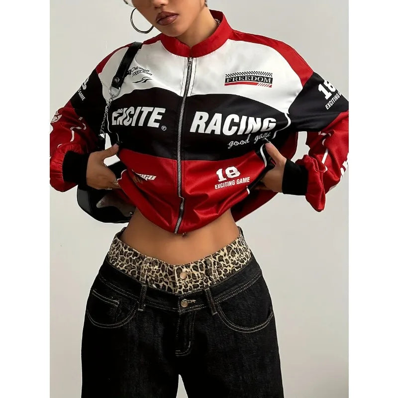 Damska kurtka bomberka w stylu varsity z kolorowymi panelami | Kurtka streetwear