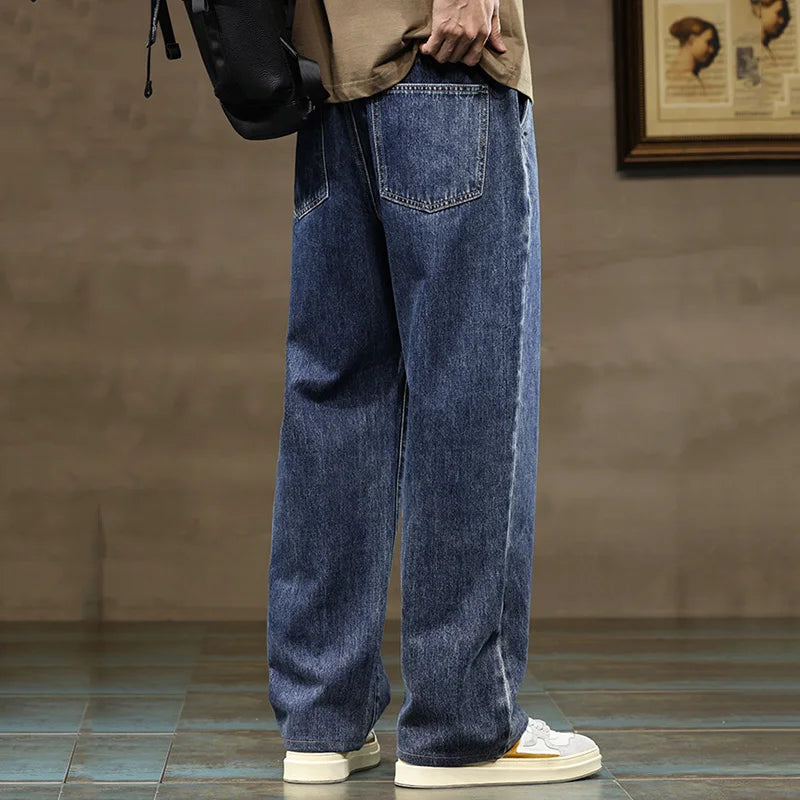 Jeansy męskie z troczkiem | Luźny krój | Styl streetwear | Wygodne spodnie na co dzień