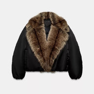 Zimowa kurtka damska z obszywanym kołnierzem | Elegancka kurtka zimowa damska 