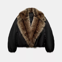 Zimowa kurtka damska z obszywanym kołnierzem | Elegancka kurtka zimowa damska 