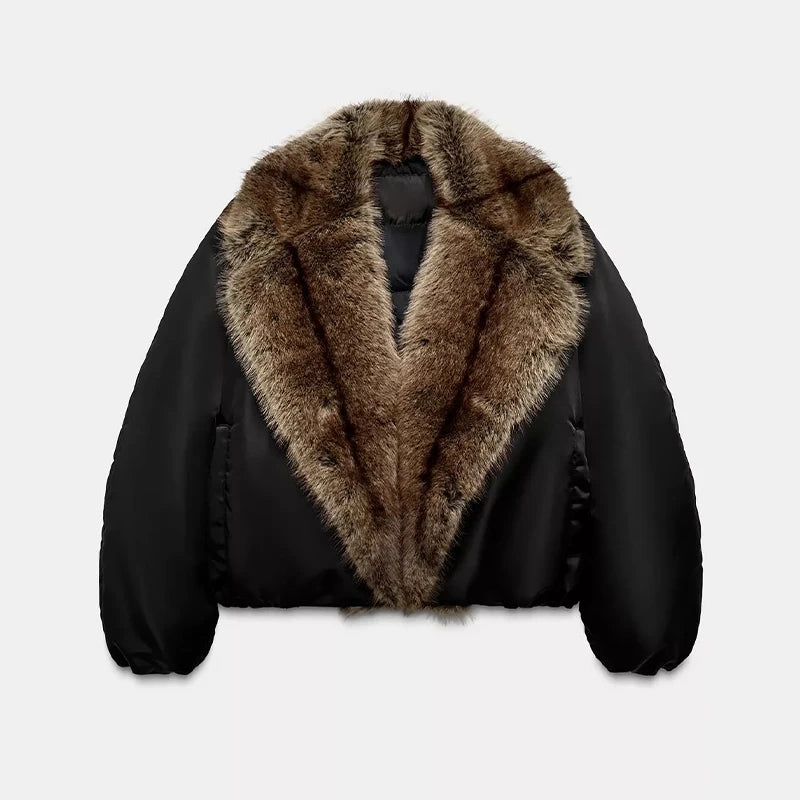 Zimowa kurtka damska z obszywanym kołnierzem | Elegancka kurtka zimowa damska 