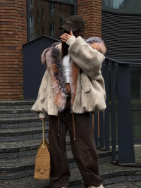 Zimowa kurtka damska oversize z futrzanym kołnierzem | Ciepła kurtka zimowa damska 