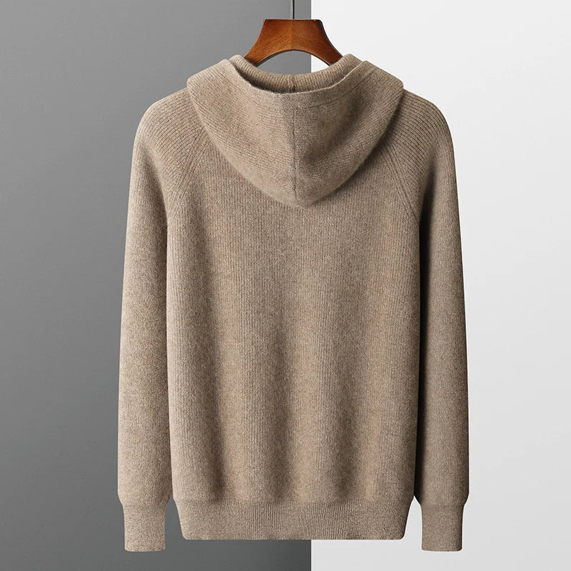 Sweter Męski z Kapturem | Zamek na Całej Długości | Styl Smart Casual | Lekka Warstwa na Przejściowe Pory Roku