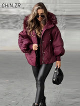 Zimowa kurtka damska z kieszeniami | Ciepła kurtka zimowa damska 