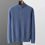 Sweter Męski z Półzamkiem | Wzór Warkoczowy | Slim Fit | Styl Smart Casual