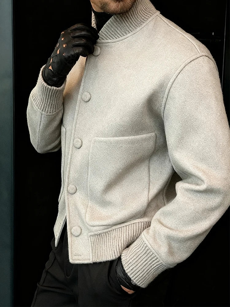 Męska kurtka przejściowa zapinana na guziki z kołnierzem | Stylowa kurtka na jesień 