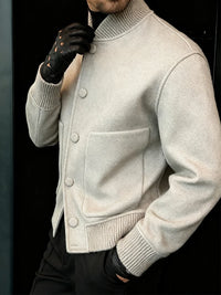 Męska kurtka przejściowa zapinana na guziki z kołnierzem | Stylowa kurtka na jesień