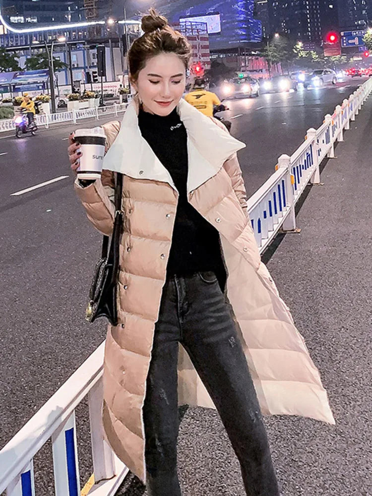 Płaszcz Zimowy Damski w Długim Kroju | Elegancka Kurtka Damska na Zimę