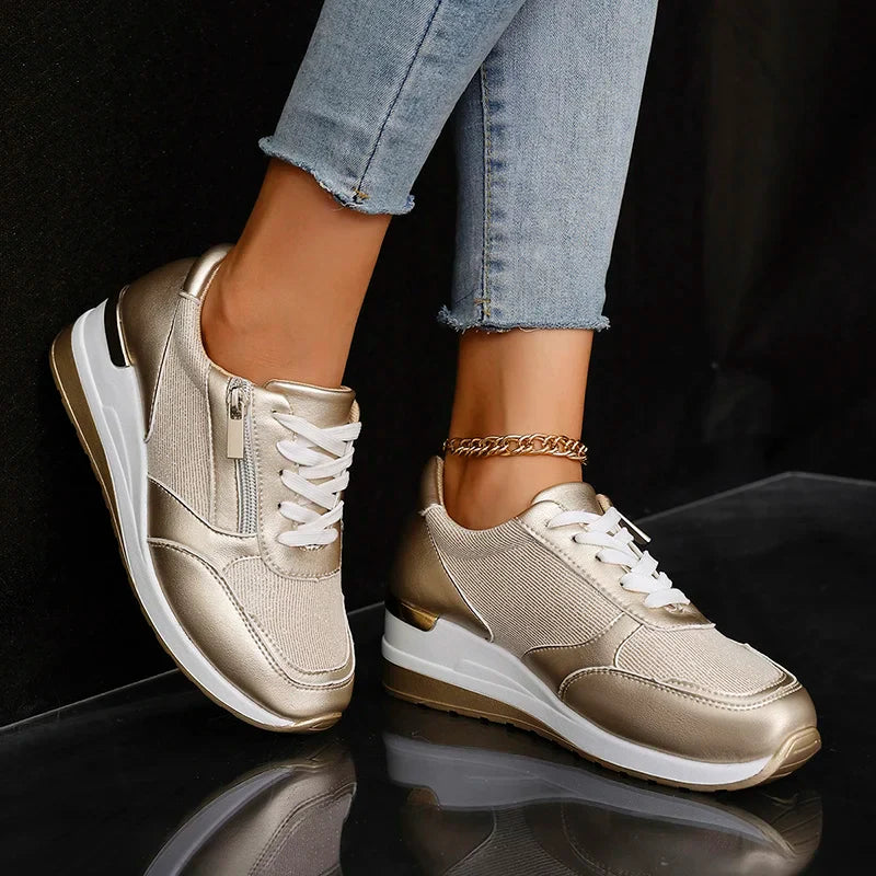 Damskie Sneakersy w Metalicznym Wykończeniu | Styl i Komfort na Co Dzień