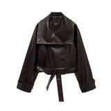 Jesienna kurtka damska z paskami i klapami | Stylowa kurtka przejściowa damska 