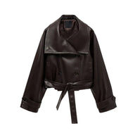 Jesienna kurtka damska z paskami i klapami | Stylowa kurtka przejściowa damska 