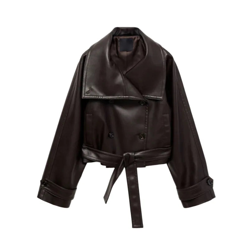 Jesienna kurtka damska z paskami i klapami | Stylowa kurtka przejściowa damska 