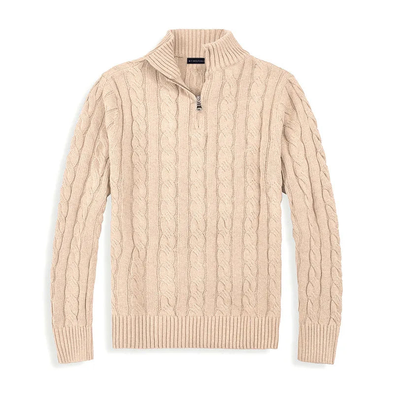 Sweter Męski z Półzamkiem | Styl Smart Casual | Wysoki Kołnierz | Jesienna Warstwa