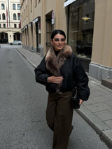 Zimowa kurtka damska z obszywanym kołnierzem | Elegancka kurtka zimowa damska 