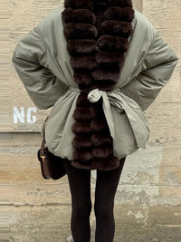 Zimowa kurtka damska z regulowaną talią w stylu high street | Stylowa kurtka damska 