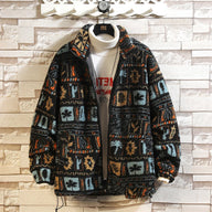 Męska kurtka zimowa z żakardowym wzorem i stójką | Luźna kurtka na chłodne dni