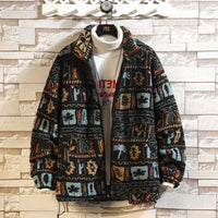 Męska kurtka zimowa z żakardowym wzorem i stójką | Luźna kurtka na chłodne dni